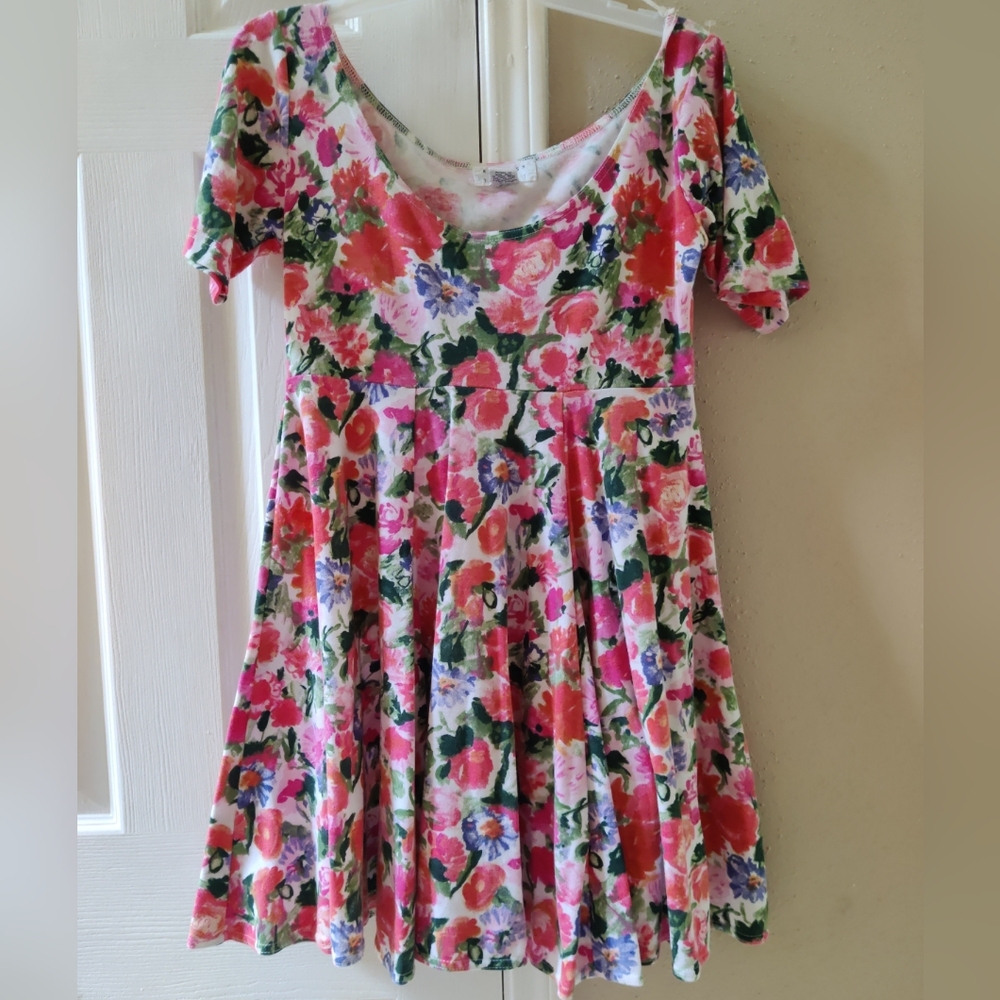 Vintage 90s Express Tricot Floral Babydoll Dress Small 🌸🌼🏵️